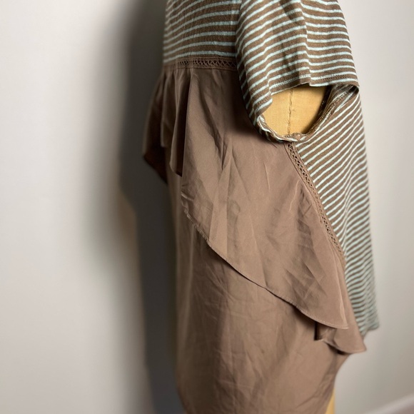 Anthropologie Meadow Rue taupe and teal striped top size small - Picture 3 of 6